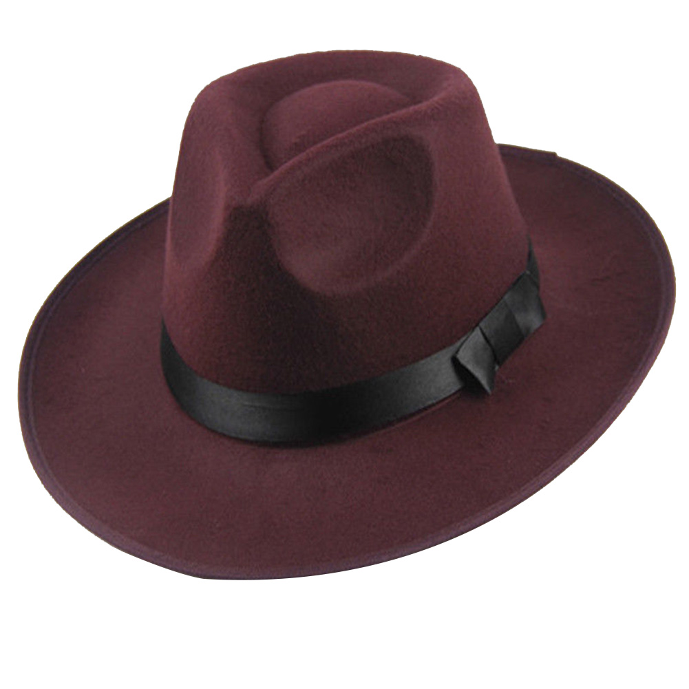 Men Women Hard Felt Hat Wide Brim 