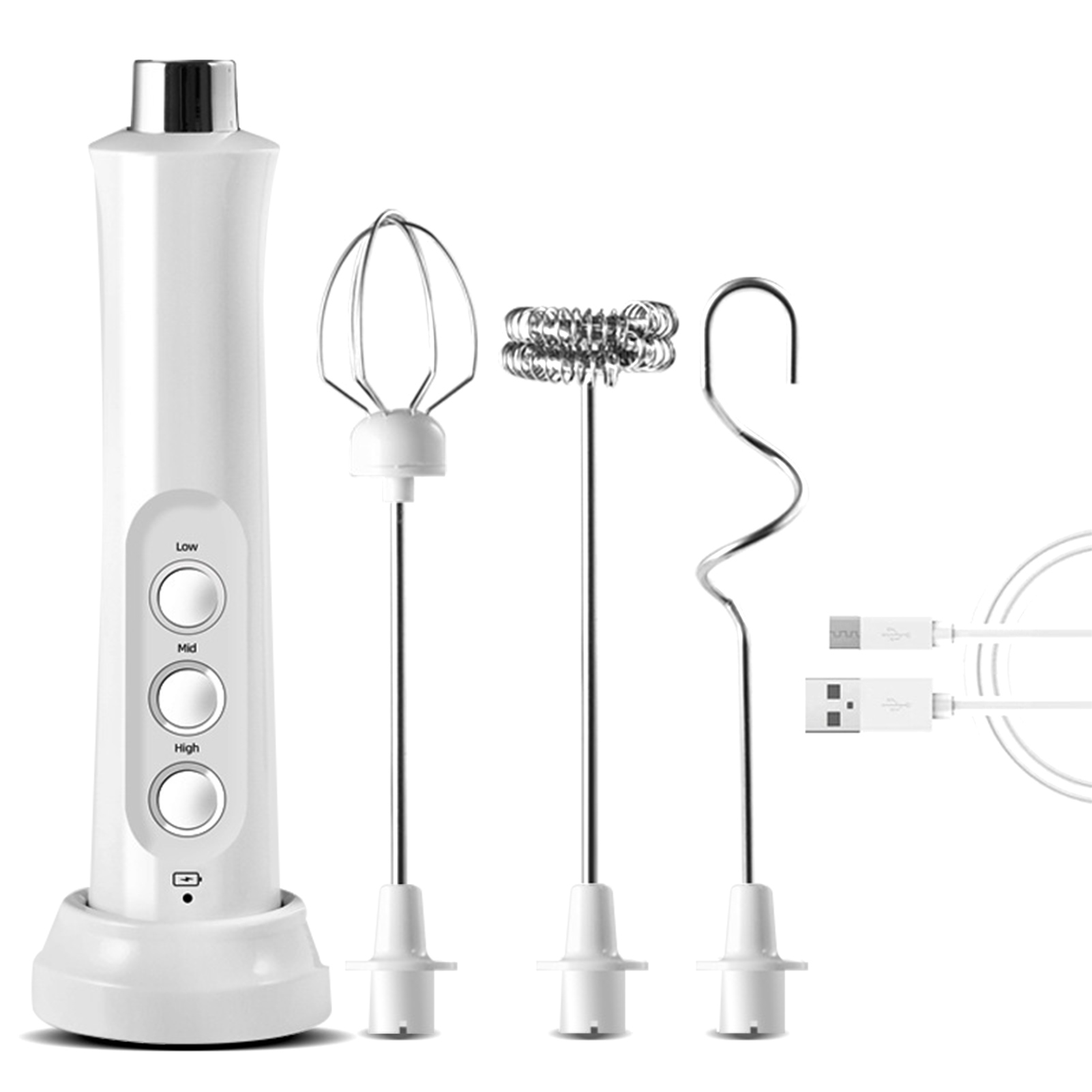 3 In 1 Portable Rechargeable Electric Handheld Milk Frother Maker
